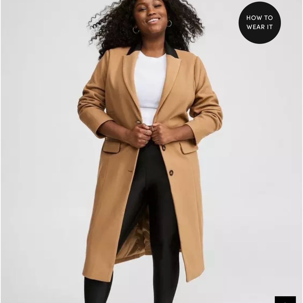 Torrid TAN Softest Coat Faux Leather Collar Longline Coat
